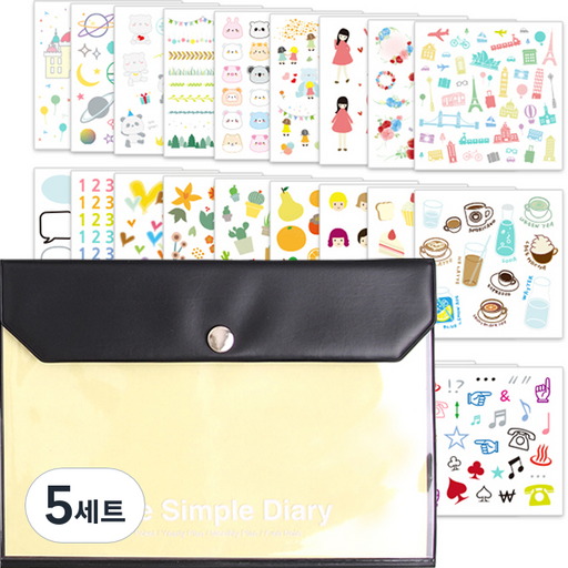 똑딱이 다이어리 + 스티커 28종 세트