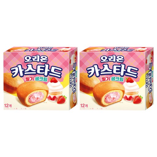 오리온 카스타드 딸기 생크림 12p