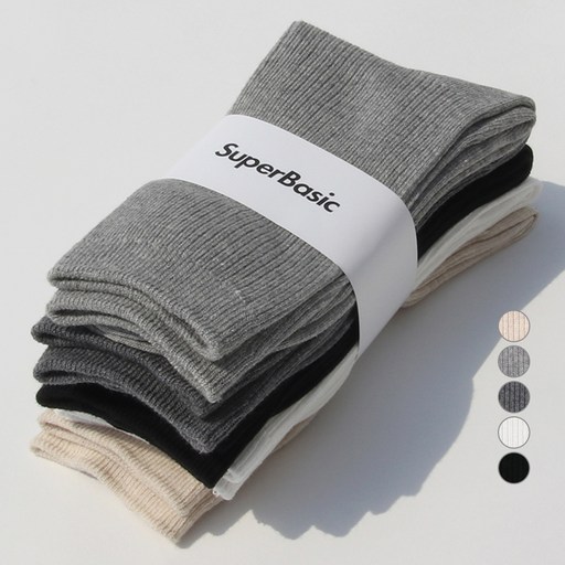 1290 슈퍼베이직 남녀공용 1290 골지 양말 5족 세트