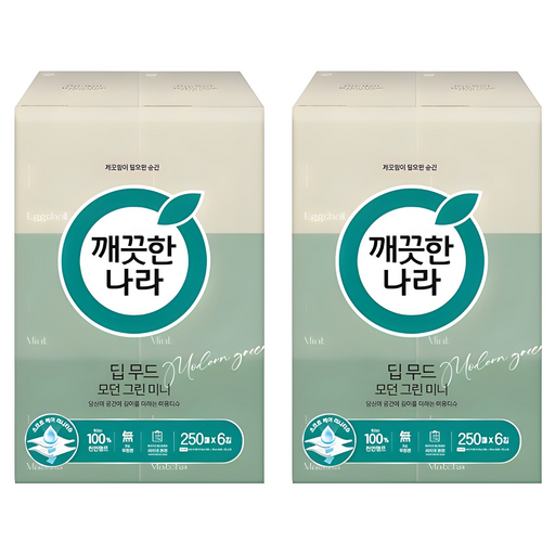 깨끗한나라 딥 무드 모던 그린 천연펄프 미니 미용티슈 2겹