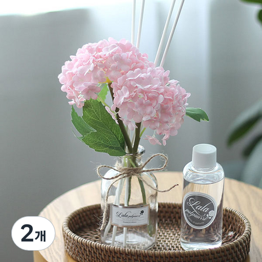 벚꽃수국 플라워 디퓨저 병 + 용액 100ml + 핑크수국 + 스틱 4p + 선물박스 세트