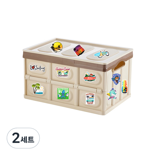 트래블큐브 더비치 방수 데코스티커 50p + 접이식 캠핑 수납함 중형 30L