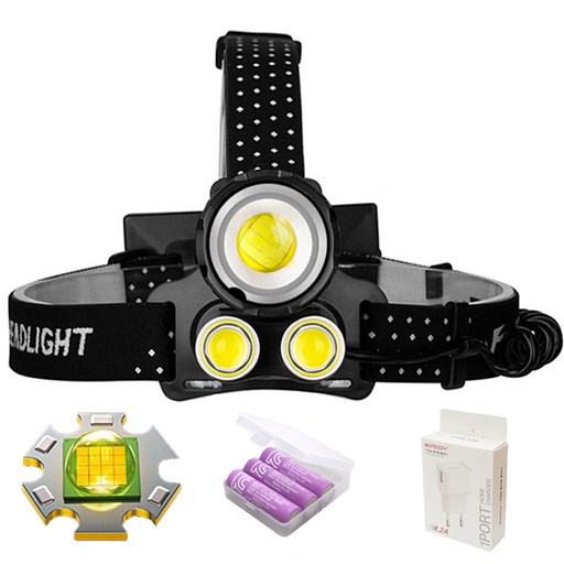 XHP160 16코어 2COB LED 헤드랜턴 + 3000mAh 배터리 3p + 충전기 세트