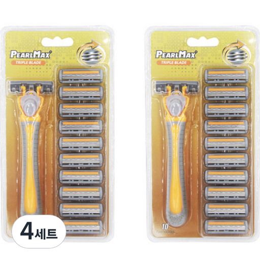 드위트리 PEARL MAX 3단 일회용 면도기 옐로우 + 리필 면도날 세트