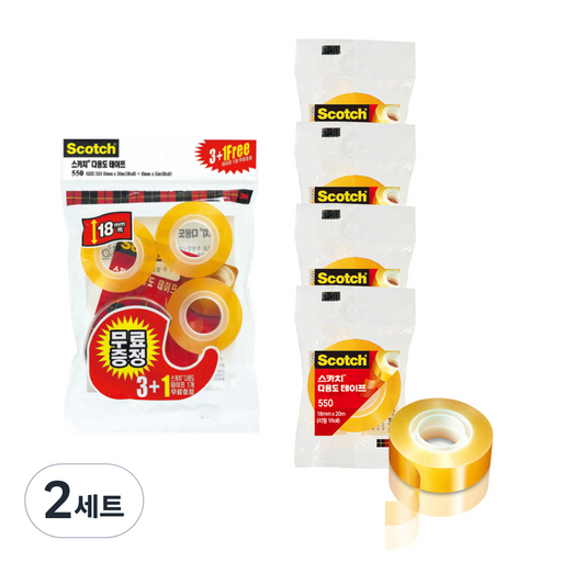 쓰리엠 스카치 다용도 테이프 583 3+1 + 다용도 테이프 550 리필 18mm x 20m 4p