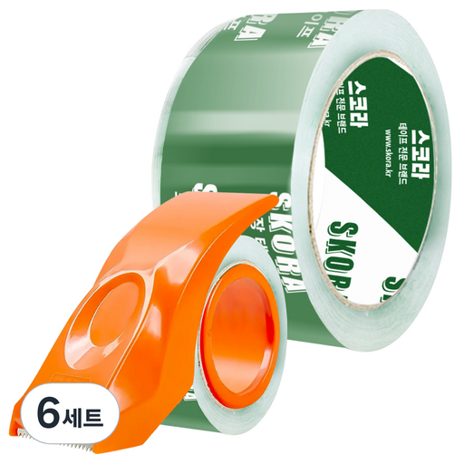 스코라 고투명 박스 테이프 중포장 50m + 커터기 세트