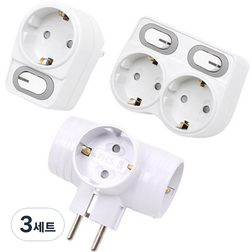 에코파워탭 국산 절전형 L자 1구 + 절전형 L자 2구 + 일반 T자 3구 세트