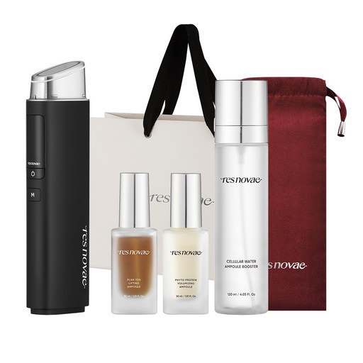 레스노베 코어 임팩트 디바이스 피부마사지기 + 리프팅 앰플 30ml + 볼류마이징 앰플 30ml + 앰플 부스터 120ml + 파우치 선물세트