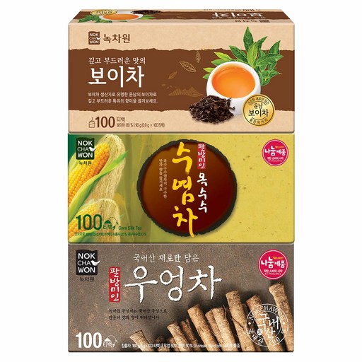 녹차원 우엉차 100g + 보이차 90g + 옥수수 수염차 150g