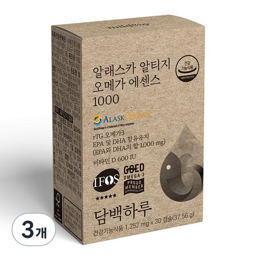 담백하루 비타민D 600IU 알래스카 알티지 오메가 에센스 1000 37.56g