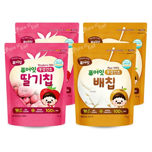 퓨어잇 내이브로 딸기칩 12g x 2p + 배칩 12g x 2p
