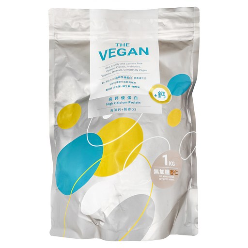 THE VEGAN 樂維根 骨力高鈣植物性優蛋白 無糖杏仁, 1kg, 1袋