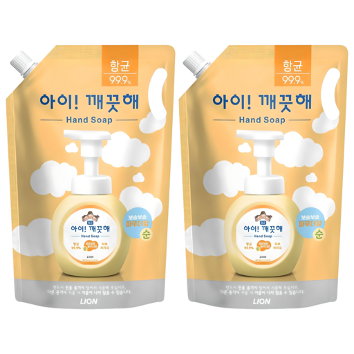 아이깨끗해 폼 핸드솝 순 파우더향 리필, 1.8L, 2개