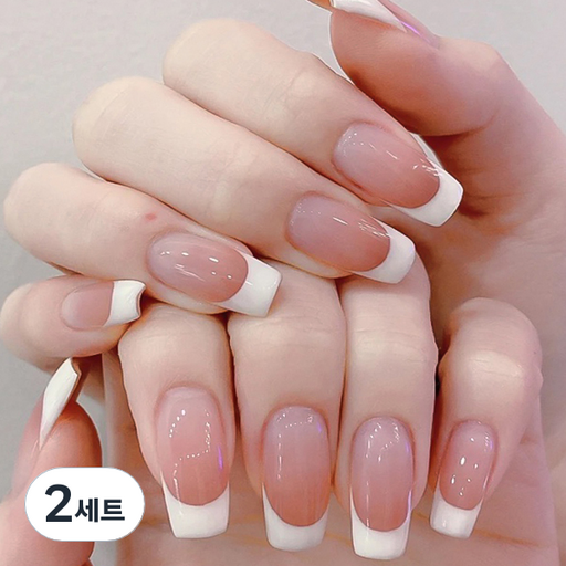 바르나 시럽 누드 프렌치 붙이는 네일팁 인조손톱 세트 D타입