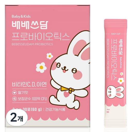 위더스락 배배쓰담 프로바이오틱스 면역 장 건강 비타민D 유아 유산균 딸기맛 30p