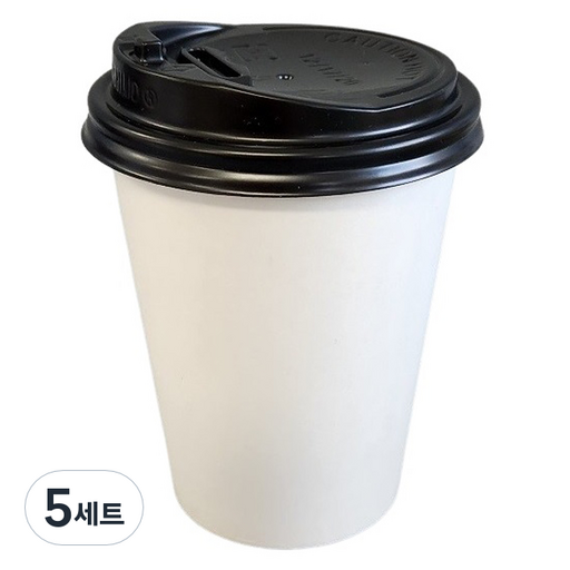 생활을그리다 무인쇄 종이컵 360ml x 50p + ps 뚜껑 블랙 50p 세트