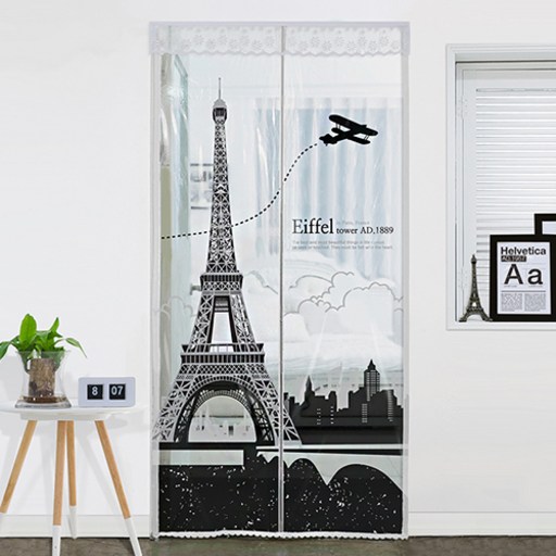 다샵 현관형 방문형 EVA 방풍 바람막이 커튼 에펠탑 투명 120 x 210 cm + 찍찍이테이프 6p + 오픈고정자석 랜덤발송 4p