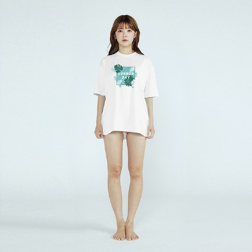 솔레일 여성용 하와이안 데이 루즈핏 체형커버 래쉬가드 반팔 상의
