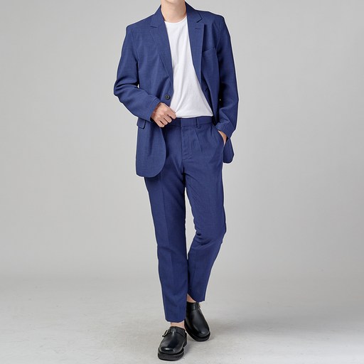 하이후 남성용 린넨 데일리 캐주얼 플랩포켓 투버튼 수트 HU3003