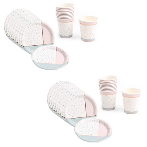파티해 감성 파티접시 18cm 20p + 파티컵 20p 세트 스노우핑크