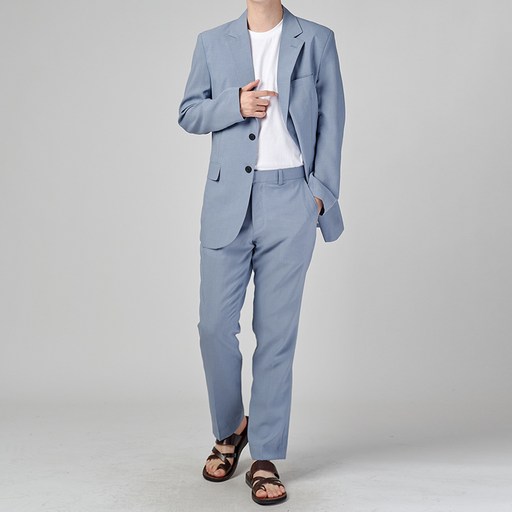 하이후 남성용 린넨 데일리 캐주얼 플랩포켓 투버튼 수트세트 HU3003