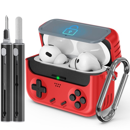 Inesore Airpods Pro 2nd 세대 케이스 및 클리너 키트 Airpods Pro 2019 호환 가능 클래식 휴대용 게임 콘솔 디자인 보호 케이스용
