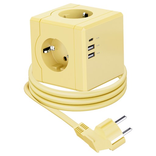 티메코 SF코팅 큐브 디자인 멀티탭 4000W 고용량 3구 (USB-A 2개 C타입 1개)