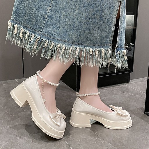 ANYOU 여성용 키높이 메리제인 로퍼 나비리본 메리제인슈즈 키높 6cm