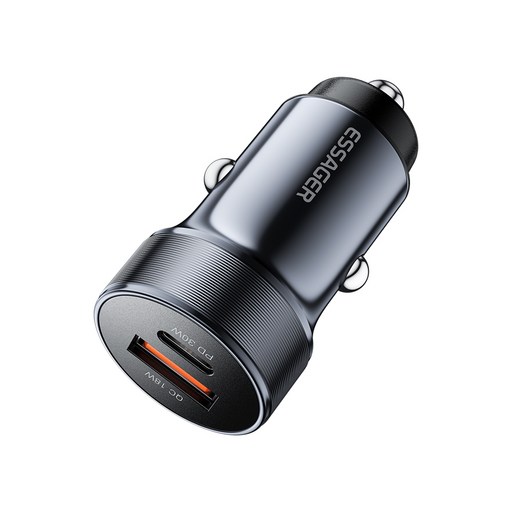 ESSAGER QC3.0 30W 듀얼 포트 C타입 차량용 고속 충전기