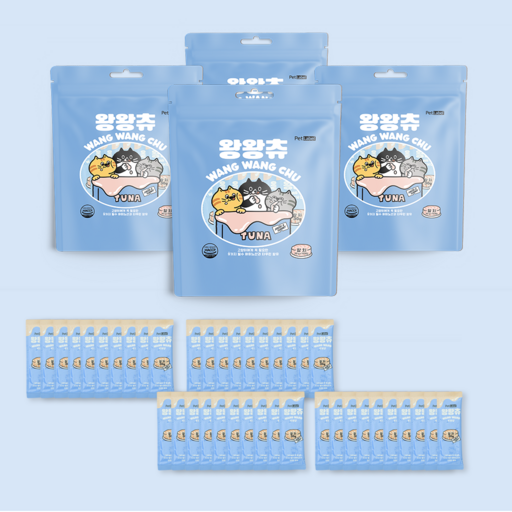 펫라벨 왕왕츄 고양이간식 대용량 츄르 참치맛 30g x 10개 4팩