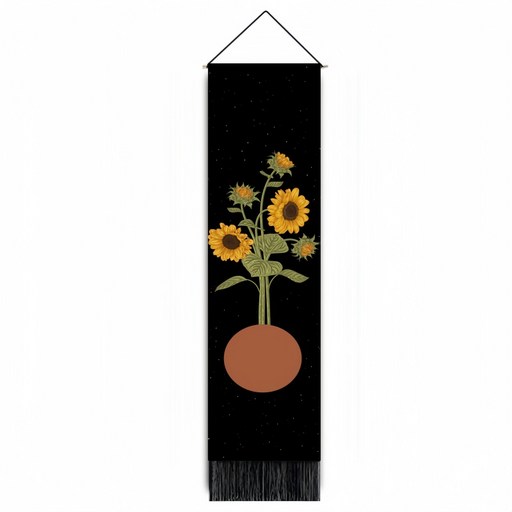 ALLBANGMALL 해바라기 패브릭 포스터 세로형 벽걸이 장식품 32.5 * 130cm