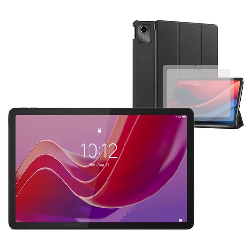 레노버 자오양 K10(글로벌 모델 M11) 태블릿 10.95형 8G 옥타코어 한국어 지원가능 + LEPOID 슬림 보호 케이스 + 강화유리 화면 보호기 x 2 청소 스티커 포함, Wi-Fi, 128GB, 그레이,블랙