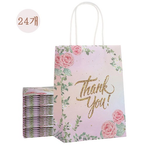 쇼핑백 종이가방 리유저블쇼핑백 답례품쇼핑백 날염 Thank You 손잡이종이봉투