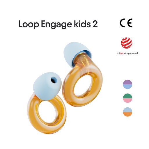Loop 룹 이어플러그 인게이지 키즈 2 어린이용 집중력향상 소음감소 귀마개 오션오렌지