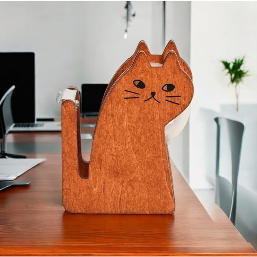 귀여운 고양이 모양 원목 테이프 커터기 데스크용 테이프 디스펜서