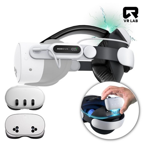 VR연구소 메타퀘스트3/3S BOBOVR E3PRO 엘리트 스트랩 악세사리 배터리 포함