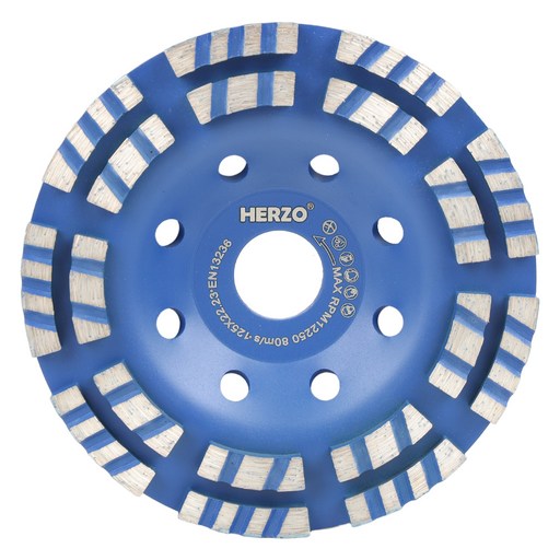HERZO 5인치 내측 지름 22.23mm 다이아몬드컵 연마석 그라인더날 대리석 석재 콘크리트 연마 연삭 면갈이