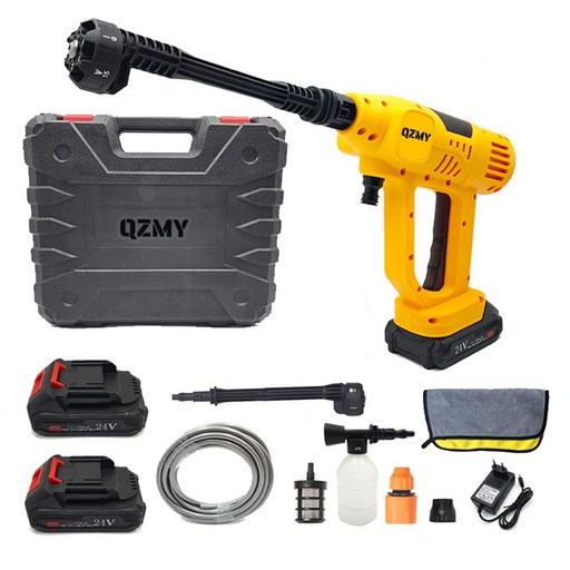 [QZMY] 무선 21V 고압세척기 초강력 휴대용 고압 세차기 2000mAh 배터리 물분사량 1분 7L 수압 크기 조절 세차 세트