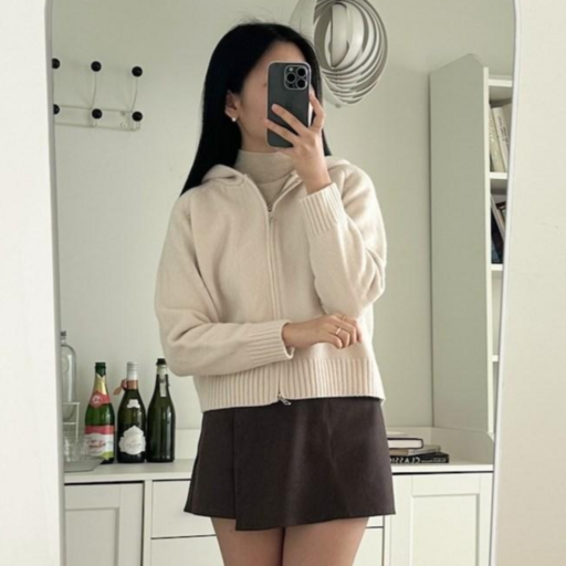 투디 울 니트 집업 가디건 니트집업 니트가디건 집업가디건 후드가디건 후드집업 데일리룩 출근룩, 2컬러