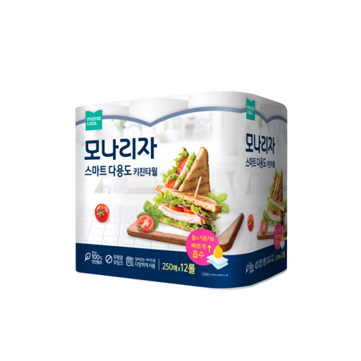 모나리자 스마트 다용도 키친타올 250매 12개 주방의 완벽한 파트너