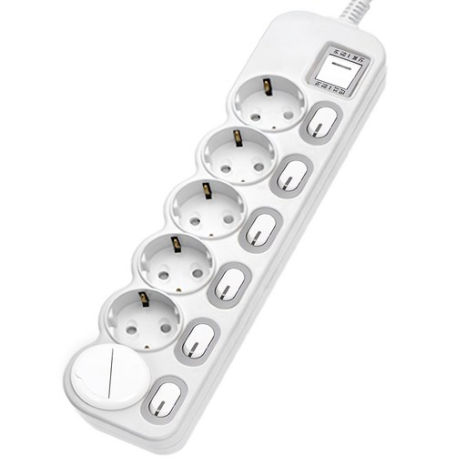 에코파워탭 LED 스위치 개별 멀티탭 6구 EPM-L306 + 안전커버