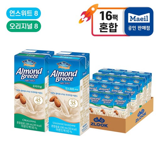 매일유업 아몬드브리즈 190ml 16팩(오리지널8+언스위트8)