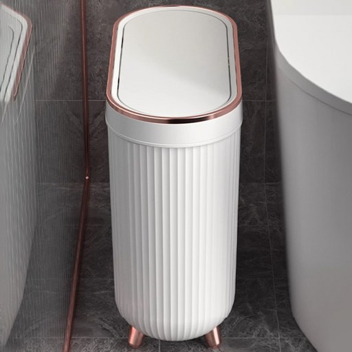 sam seven 화장실 원터치 휴지통 쓰레기통 틈새 12L 화이트 골드