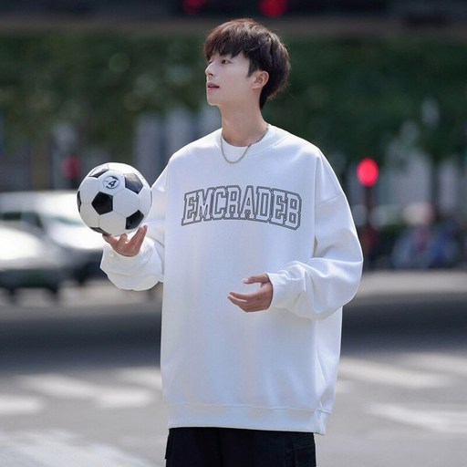 투니스 남성 두꺼운 레터링 라운드넥 맨투맨