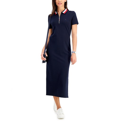 타미힐피거 여자 지퍼넥 폴로셔츠 원피스 3컬러 Zip Polo Midi Dress