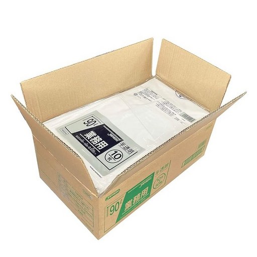 업무용 쓰레기 봉투 90L 반투명 두께 0.035mm 300장 10장 x30권 TM954 메탈로센 배합으로 강인·신장에 강하다 비닐 봉투 대용량 정리 구매 케이스 판매