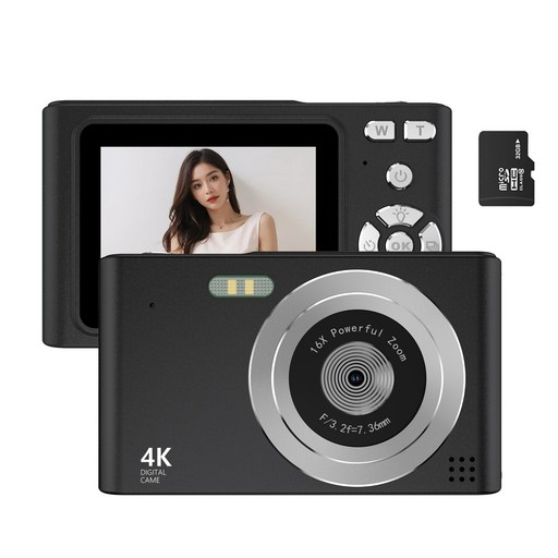 RUNHome 4800w 레트로 미니 디지털 카메라 여행용 인생+64G메모리카드