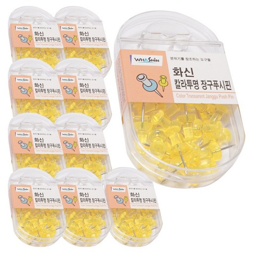 [창고대방출] 칼라 투명 장구 푸시핀 10팩 / 행거형 대용량푸시핀