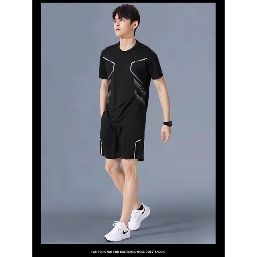 ANYOU 남자 트레이닝복 슈트 속건성 의류 반팔+반바지 상하세트