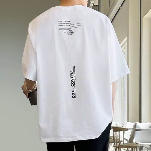 제타21 남성용 오버핏 레터링 박스 반팔 티셔츠